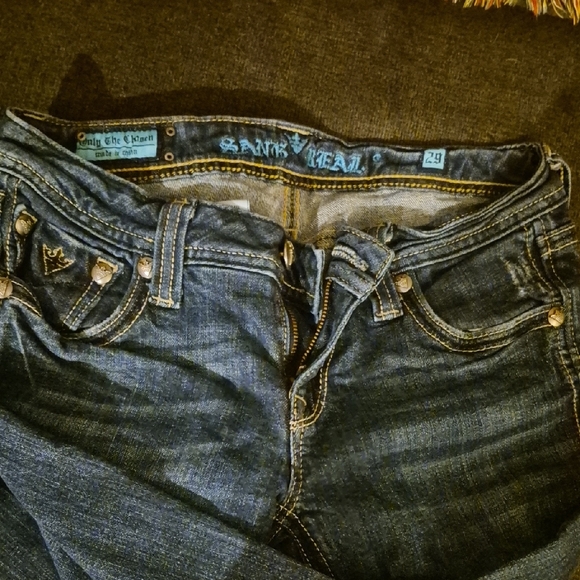 Lands' End Dark Blue Boot Cut Jeans with Studded Detail - Picture 6 of 11